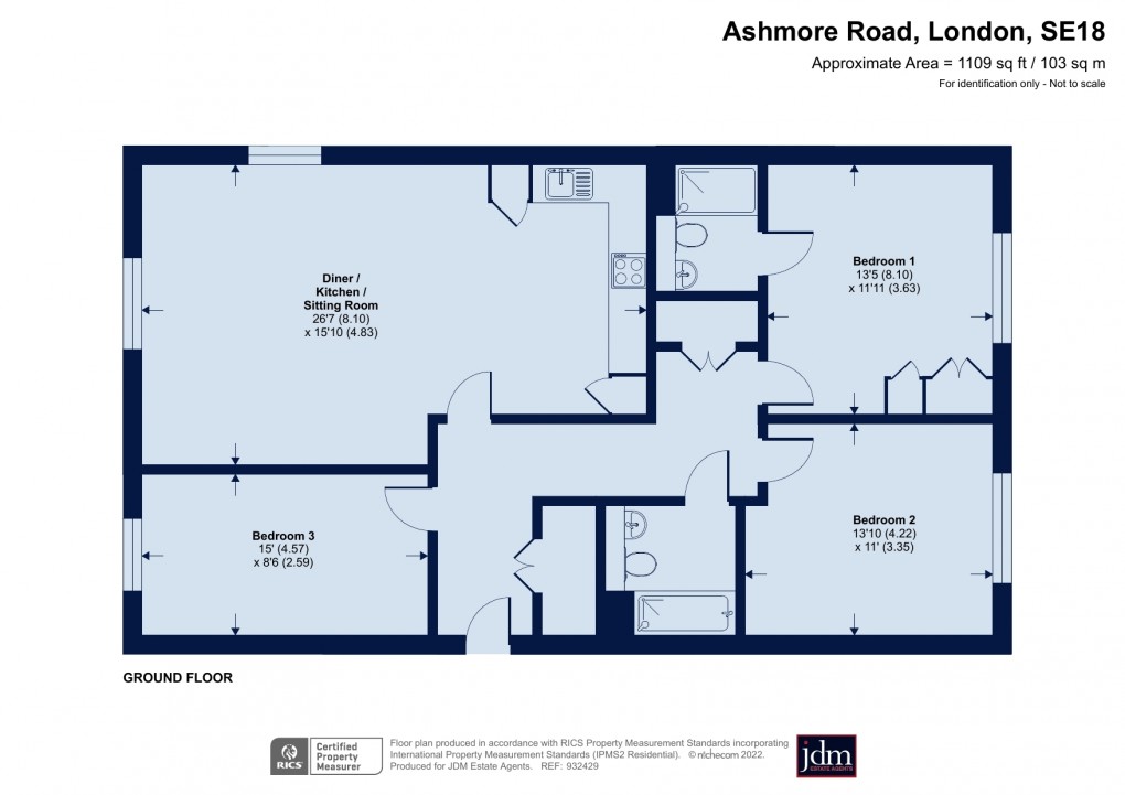 Floorplan for Ashmore Road, Woolwich, London