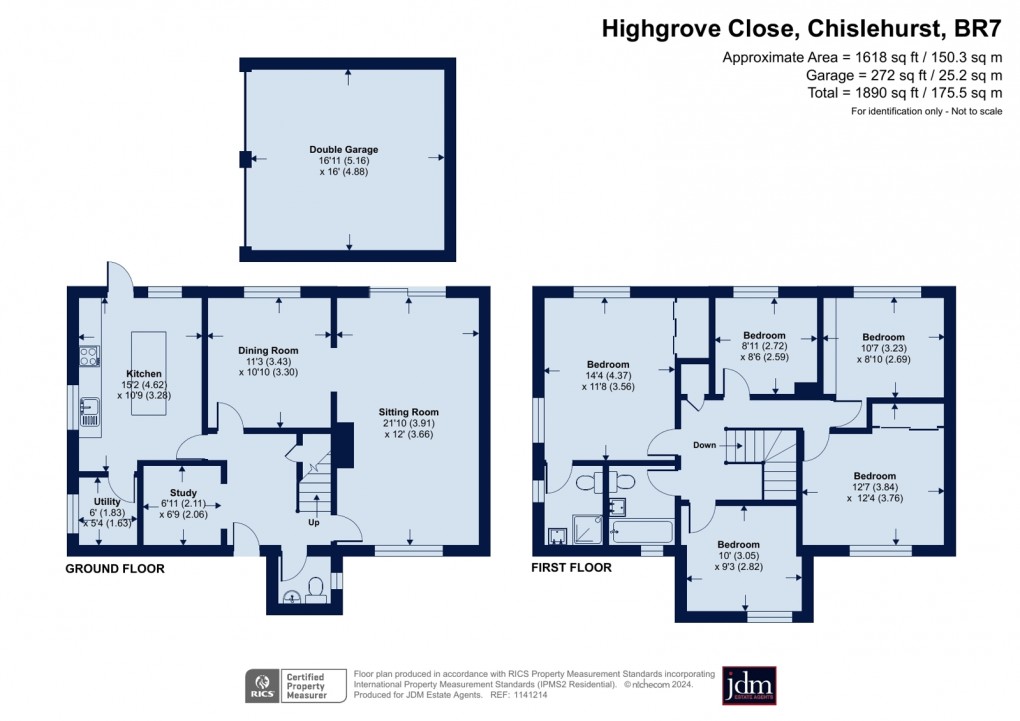 Floorplan for Highgrove Close, Chislehurst, Kent