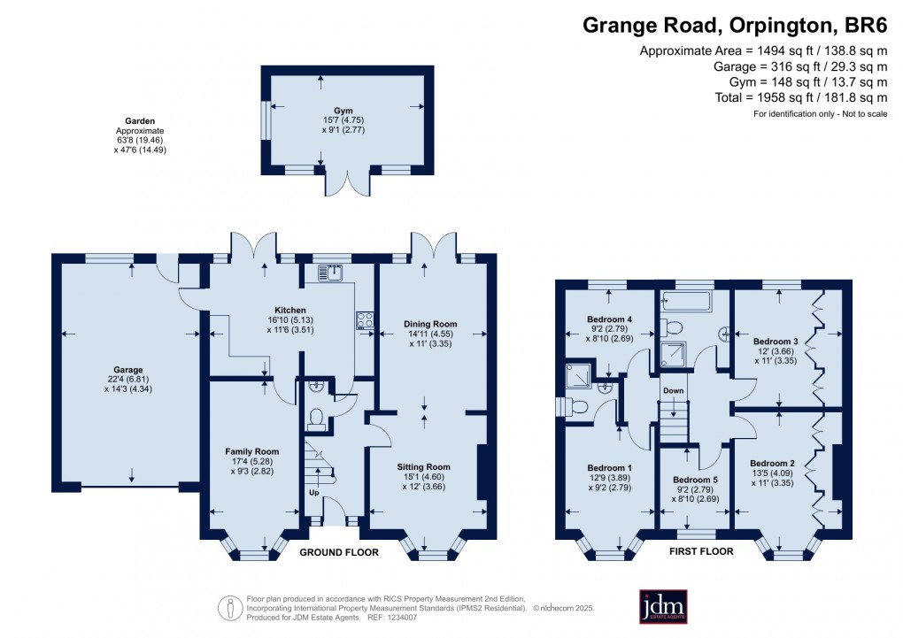 Floorplan for Grange Road, Orpington, Kent